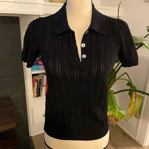 NWOT BLACK QUARTER BUTTON UP POLO